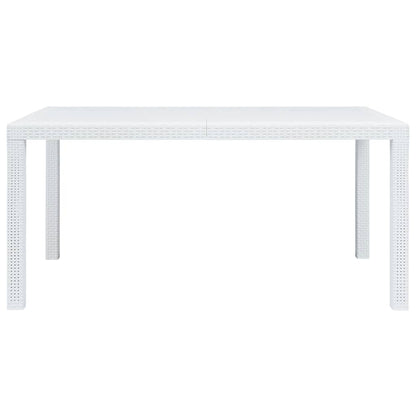 Gartentisch Weiß 150x90x72 cm Kunststoff Rattan-Optik
