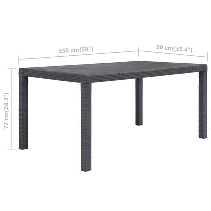 Gartentisch Braun 150x90x72 cm Kunststoff Rattan-Optik