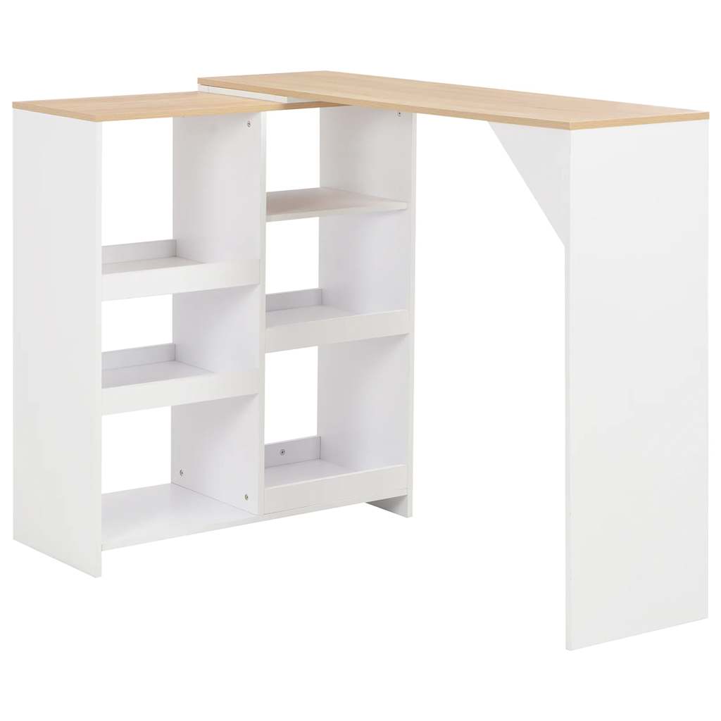 Bartisch mit Beweglichem Regal Weiß 138x39x110 cm