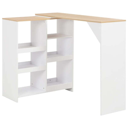 Bartisch mit Beweglichem Regal Weiß 138x39x110 cm
