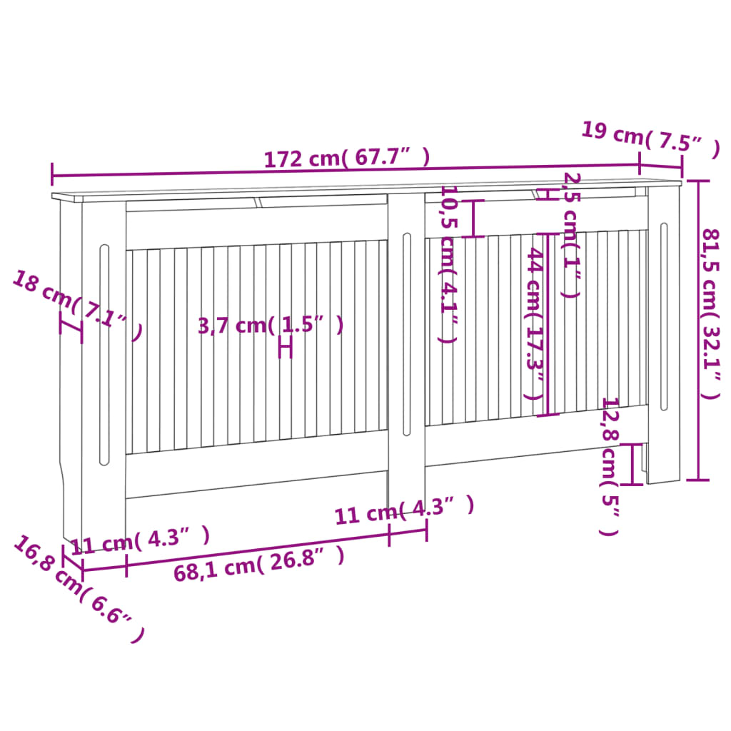 Heizkörperabdeckung 2 Stk. Weiß Holzwerkstoff 172 cm