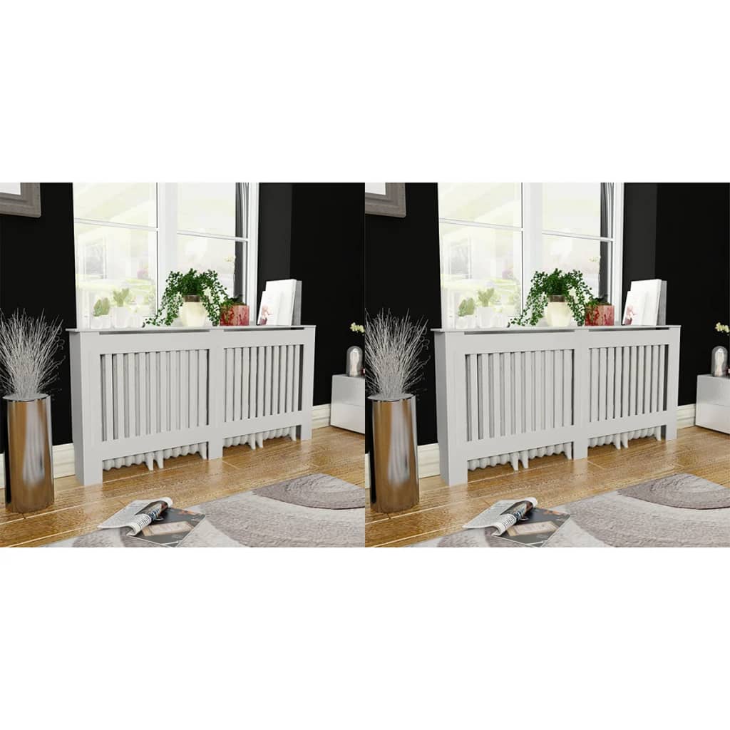 Heizkörperabdeckung 2 Stk. Weiß Holzwerkstoff 172 cm