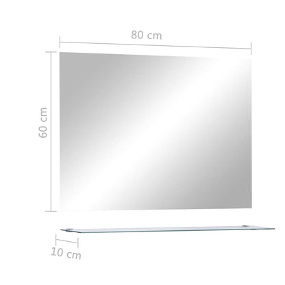 Wandspiegel mit Regal 80×60 cm Hartglas
