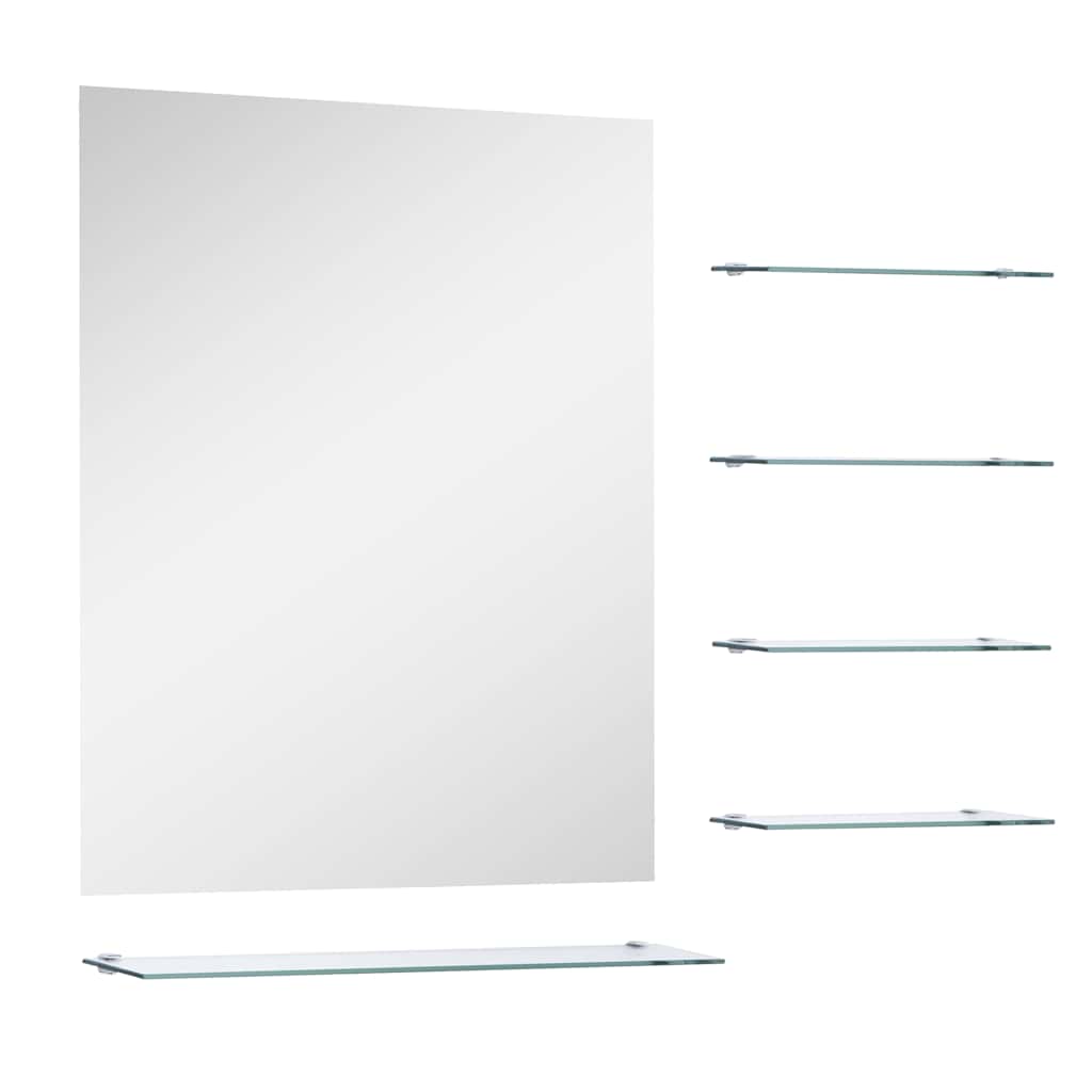 Wandspiegel mit 5 Ablagen Silbern 50×60 cm