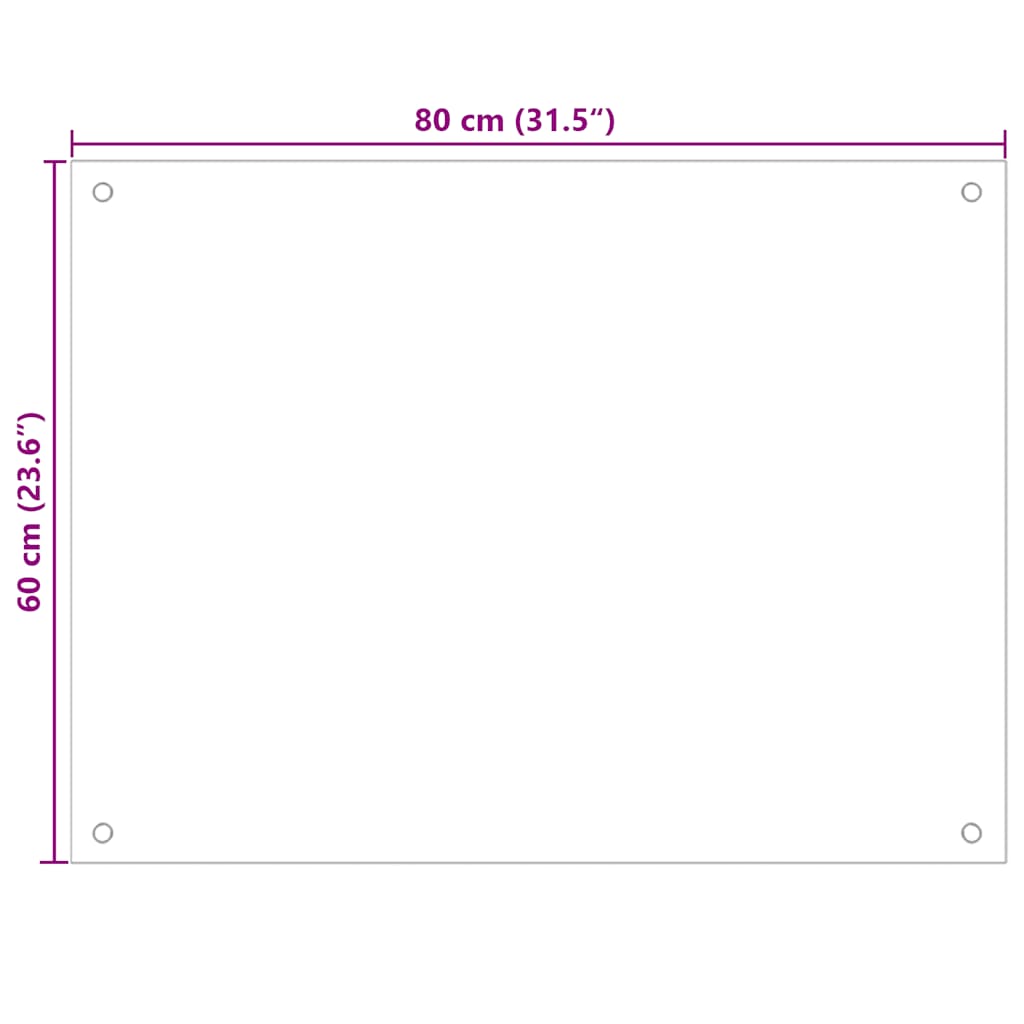 Küchenrückwand Transparent 80x60 cm Hartglas