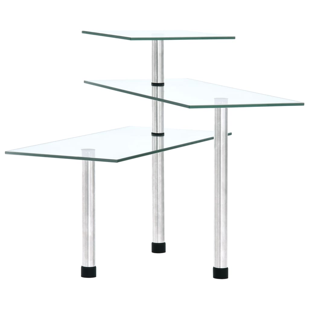 Étagère d'angle de cuisine 3 niveaux en verre trempé