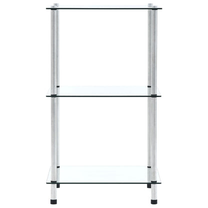 Regal mit 3 Ablagen Transparent 40x40x67 cm Hartglas