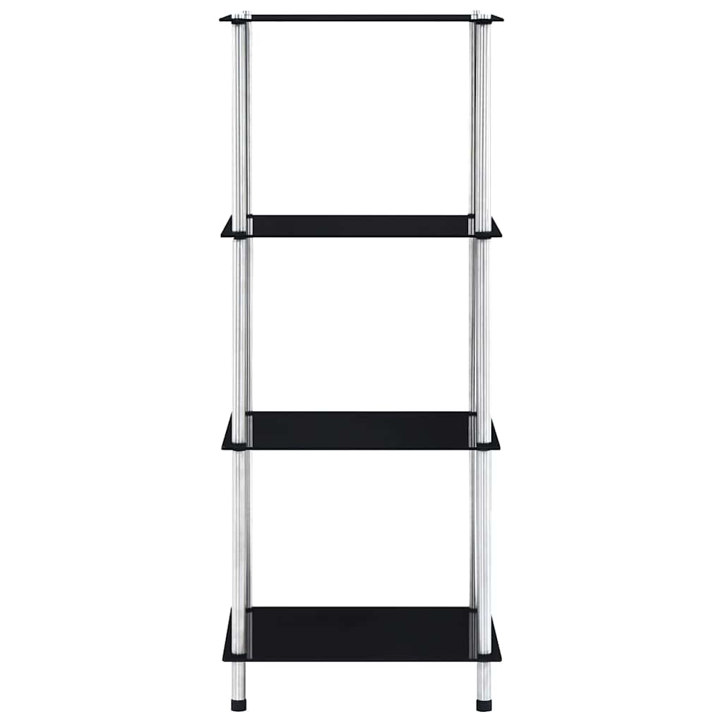 Regal mit 4 Ablagen Schwarz 40x40x100 cm Hartglas