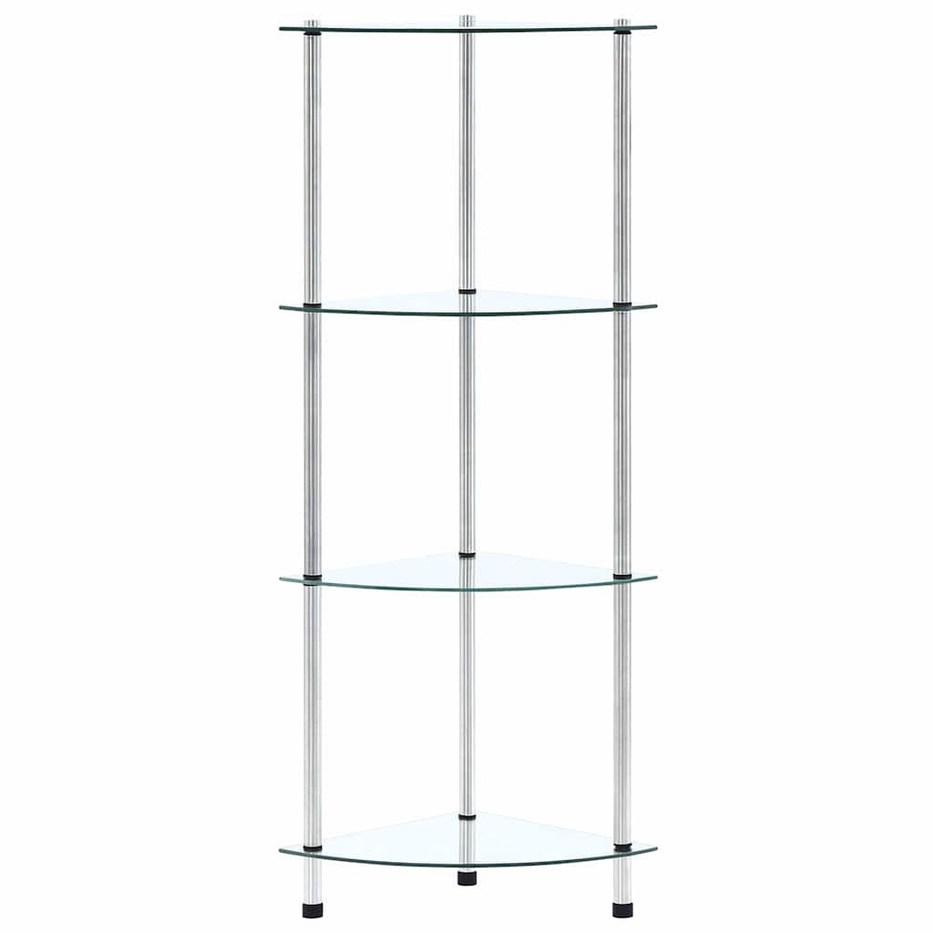Regal mit 4 Ablagen Transparent 30x30x100 cm Hartglas