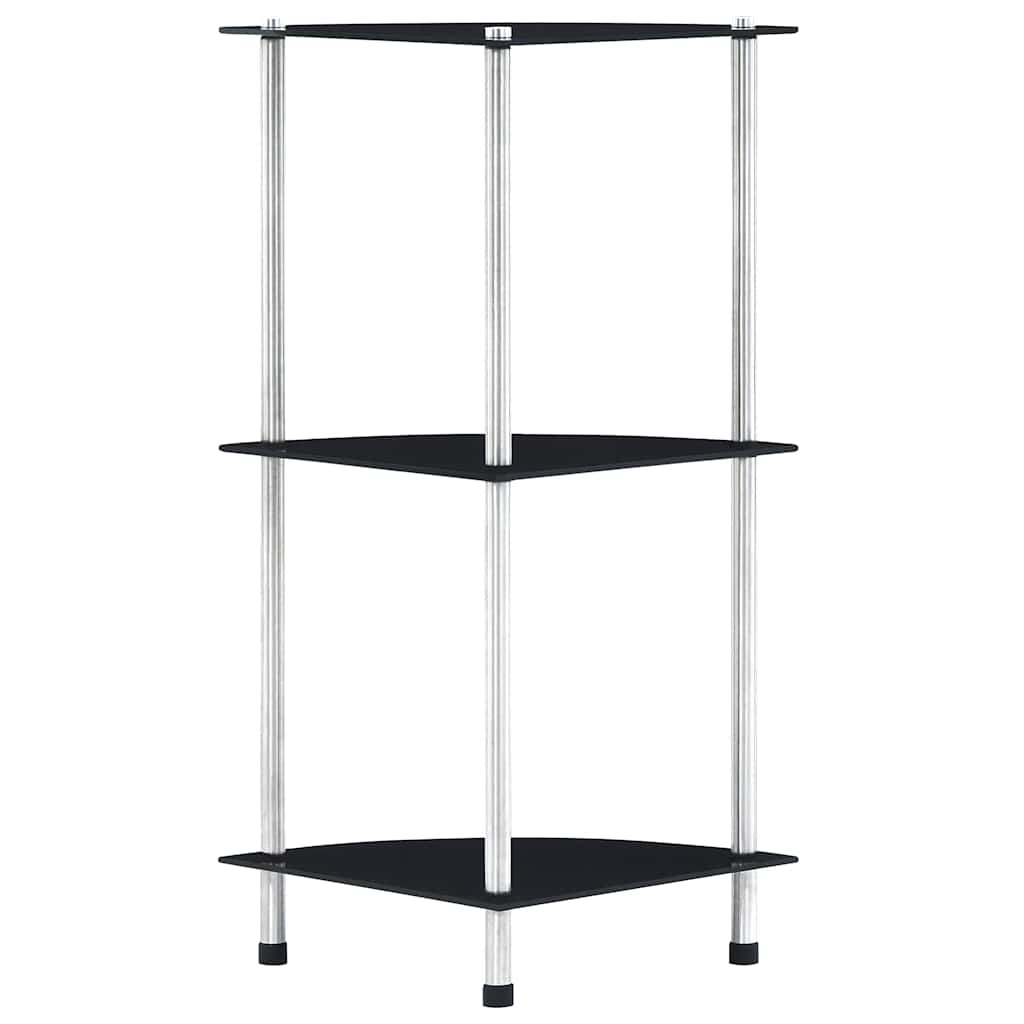 Regal mit 3 Ablagen Schwarz 30x30x67 cm Hartglas