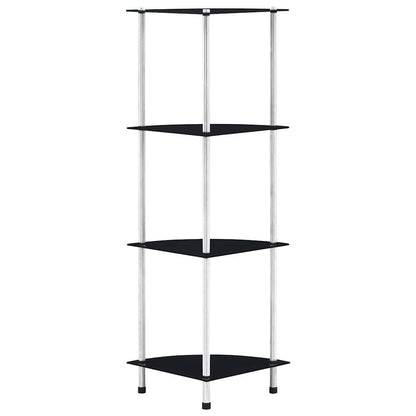 Regal mit 4 Ablagen Schwarz 30x30x100 cm Hartglas