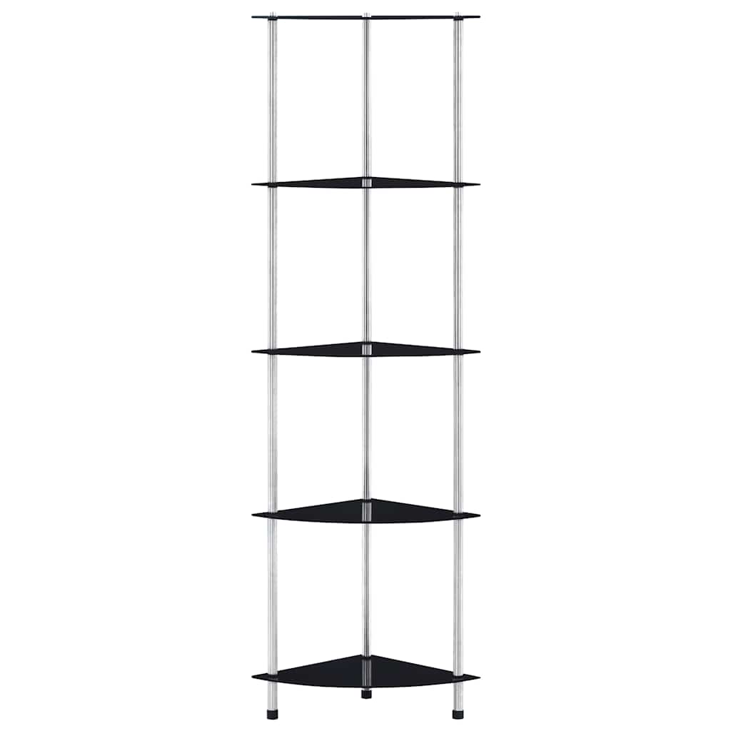 Regal mit 5 Ablagen Schwarz 30x30x130 cm Hartglas