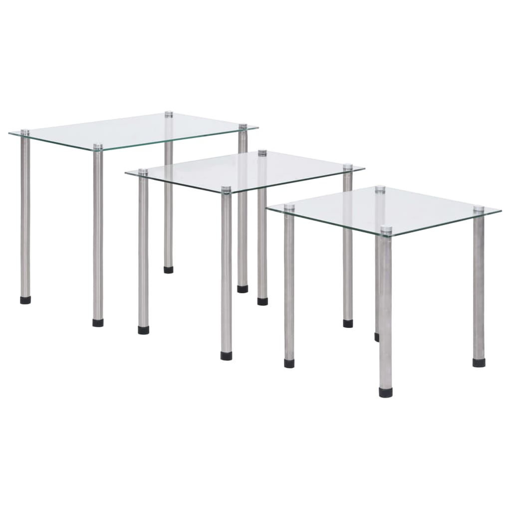 Satztische 3-tlg. Transparent Hartglas