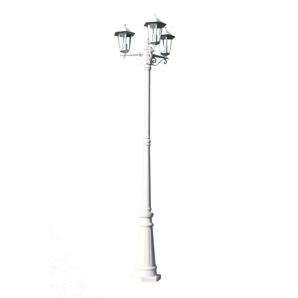 Gartenlaterne 3-flammig 215 cm Weiß Aluminium