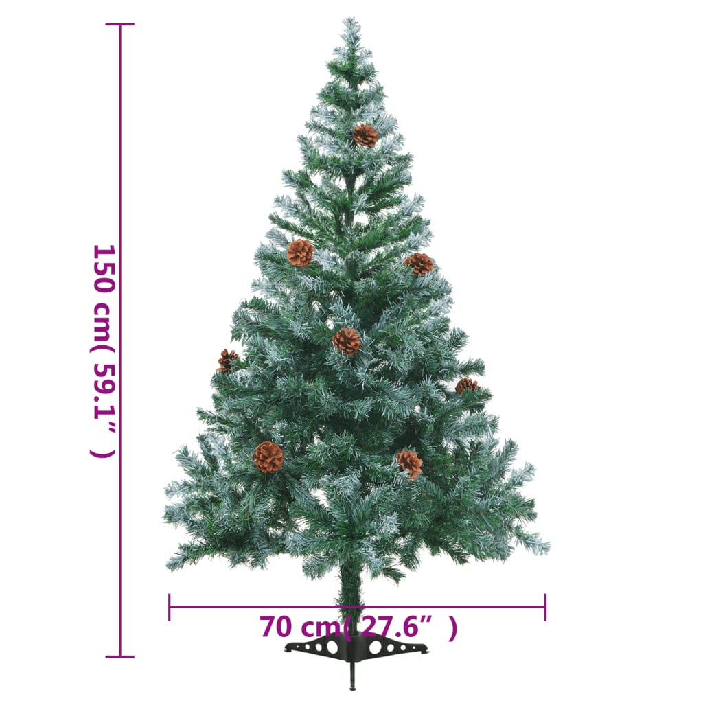 Künstlicher Weihnachtsbaum mit Tannenzapfen gefrostet 150 cm