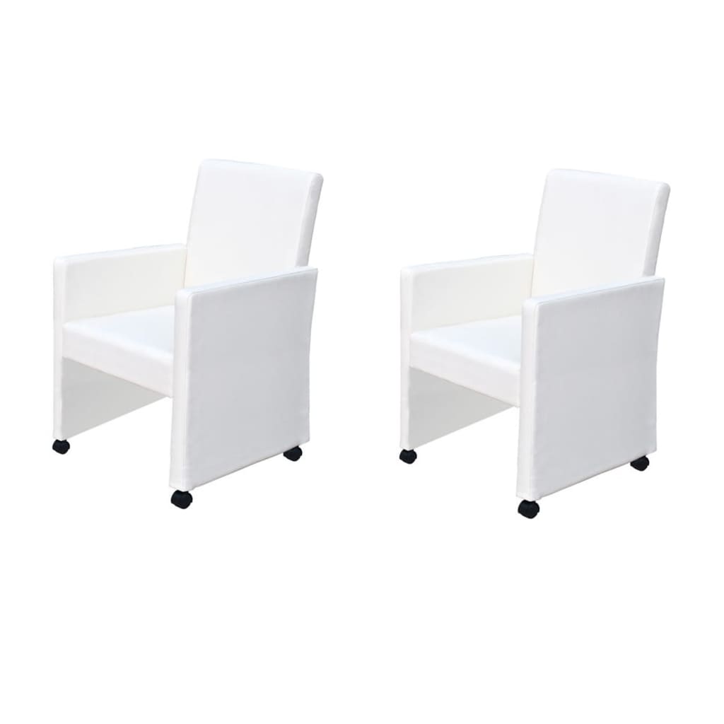 Chaises de salle à manger 2 pcs. Simili cuir blanc