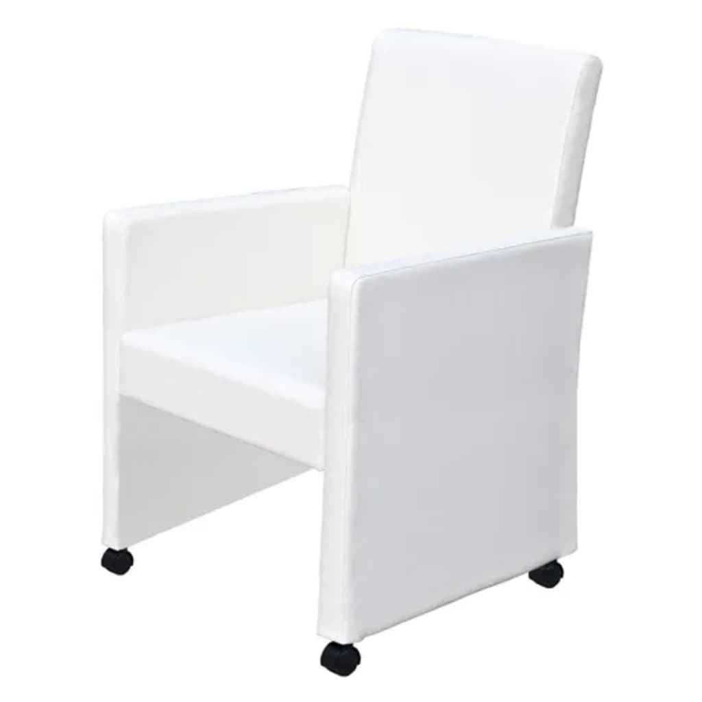 Chaises de salle à manger 2 pcs. Simili cuir blanc