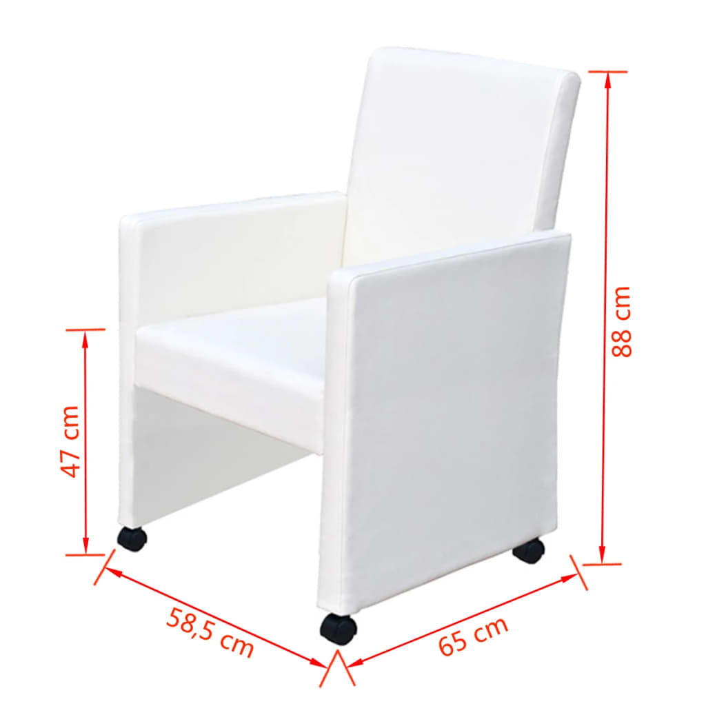 Chaises de salle à manger 2 pcs. Simili cuir blanc