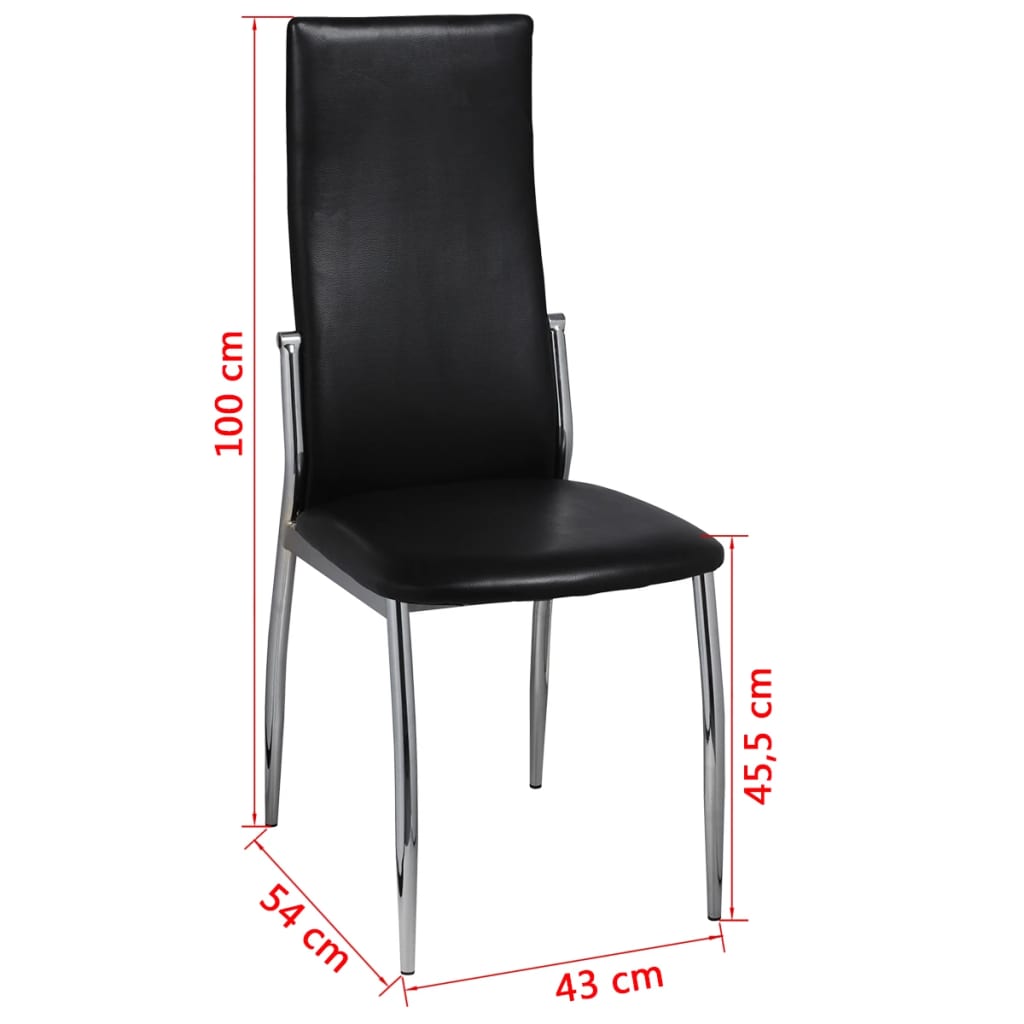 Chaises de salle à manger 4 pcs. Simili cuir noir