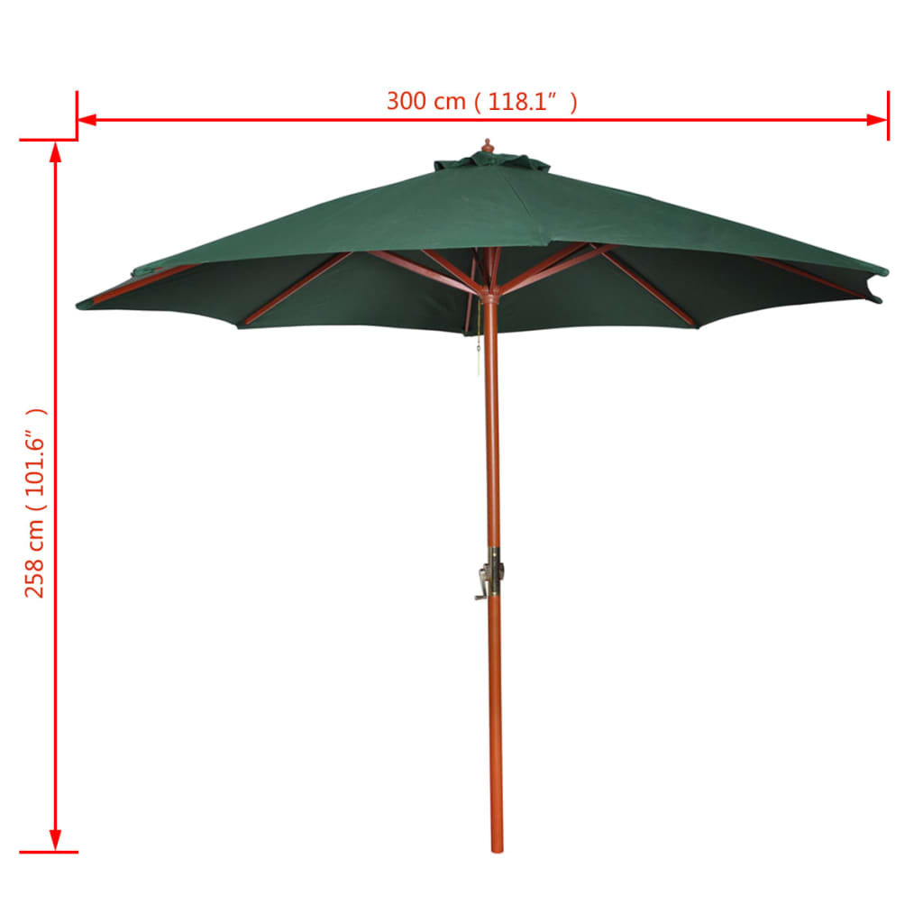 Parasol vert 258 cm