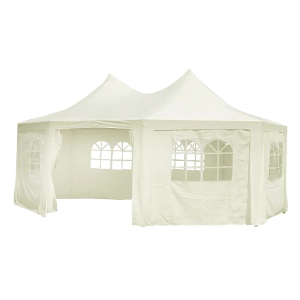 Achteckiges Partyzelt Cremeweiß 6 x 4,4 x 3,5 m
