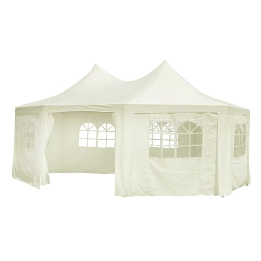 Achteckiges Partyzelt Cremeweiß 6 x 4,4 x 3,5 m