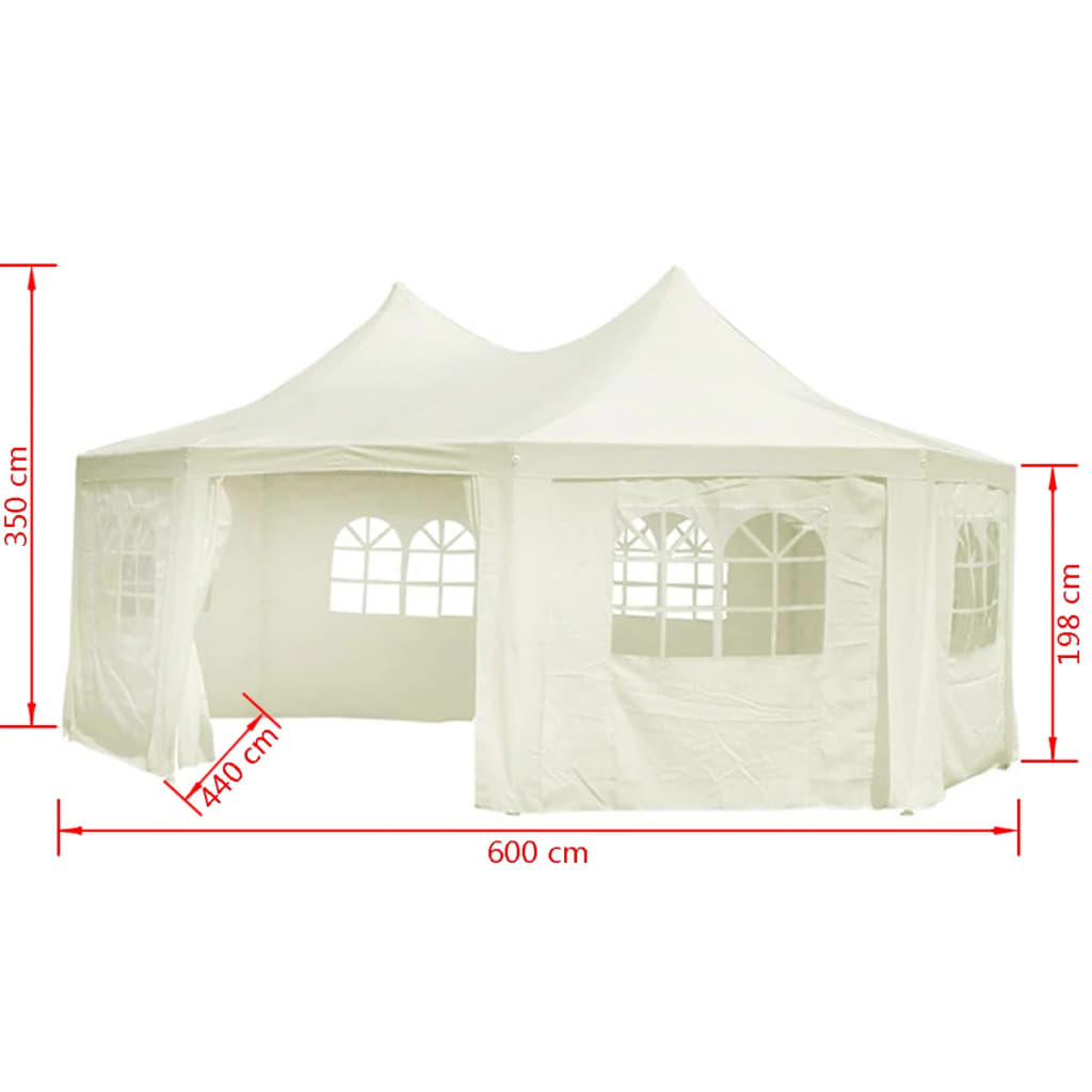 Achteckiges Partyzelt Cremeweiß 6 x 4,4 x 3,5 m