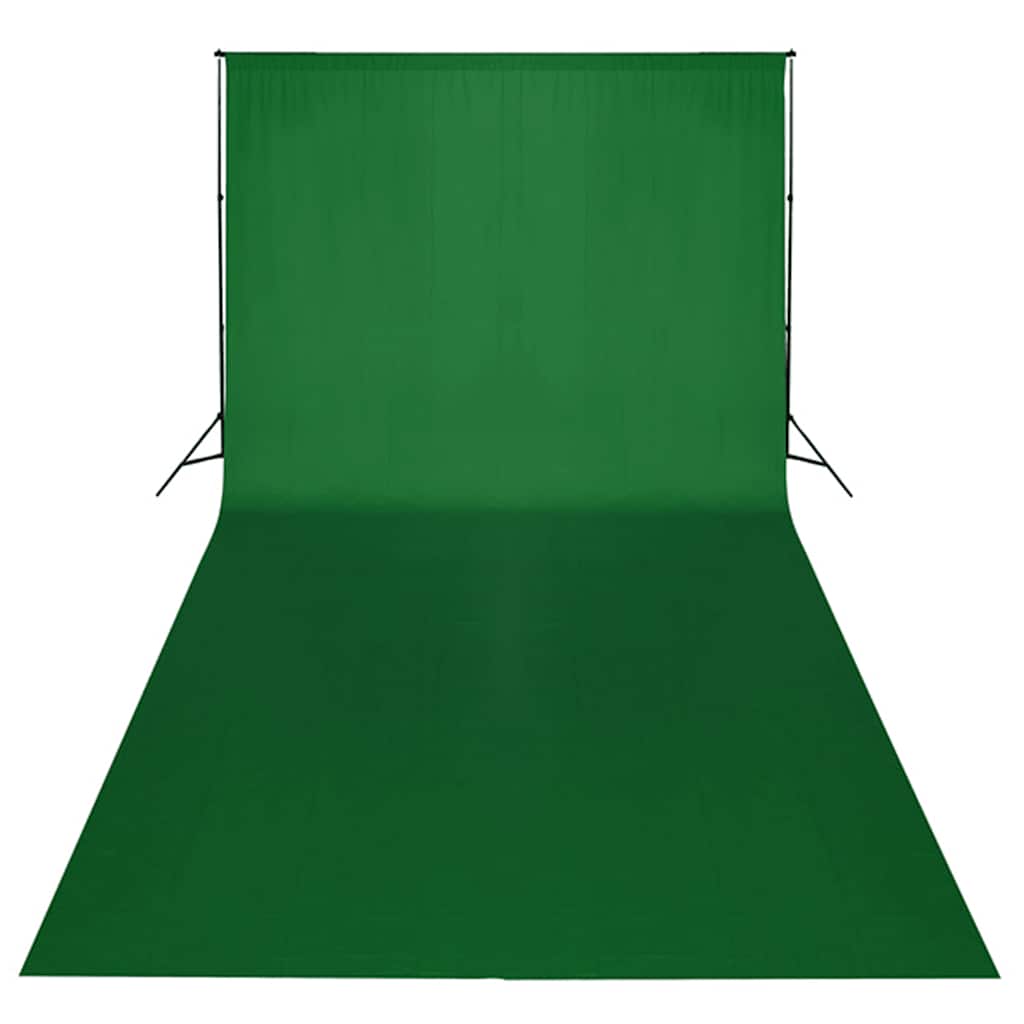 Fotostudio-Set mit Grünem Hintergrund 600×300 & Leuchten