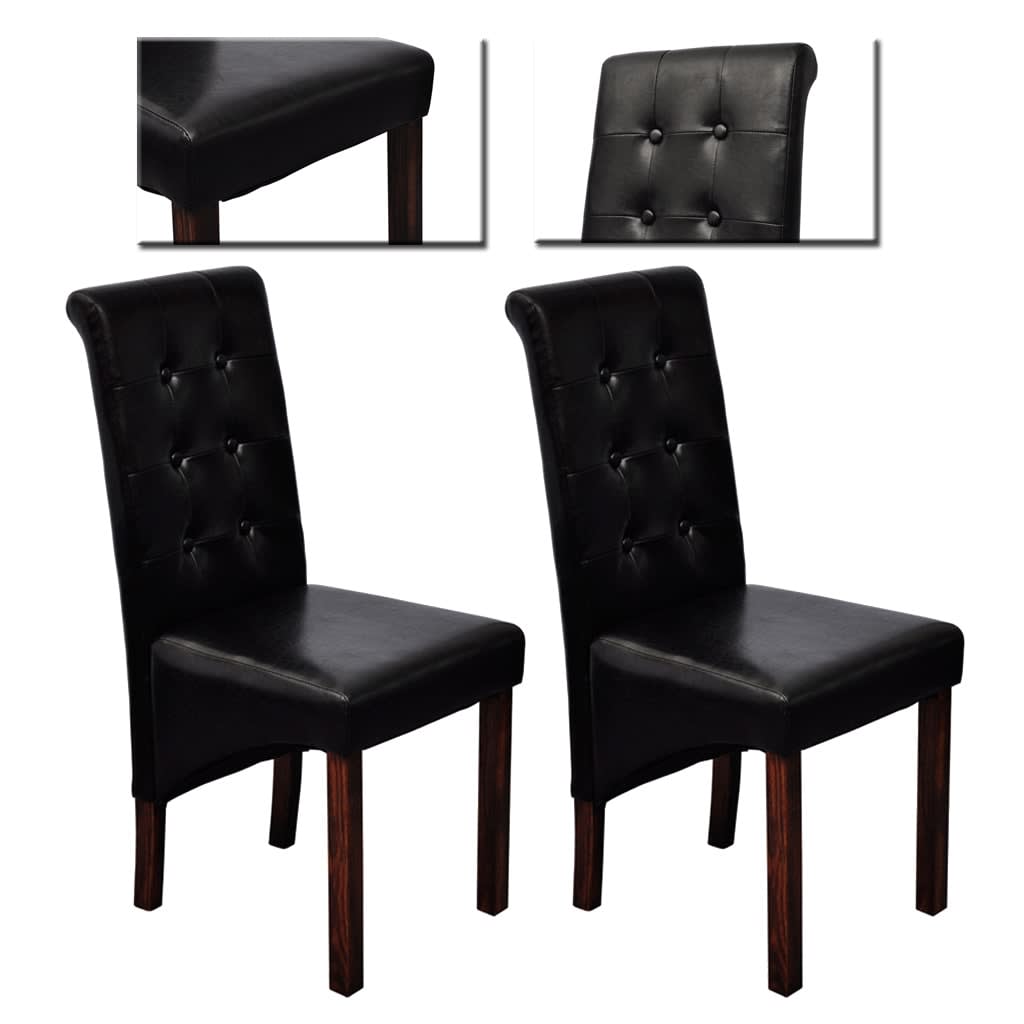 Chaises de salle à manger 2 pcs. Simili cuir noir