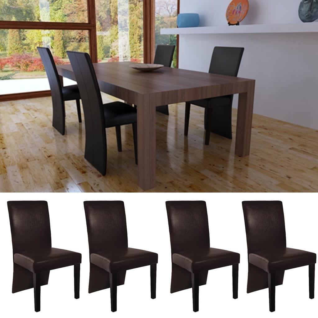 Chaises de salle à manger 4 pcs. Simili cuir marron foncé