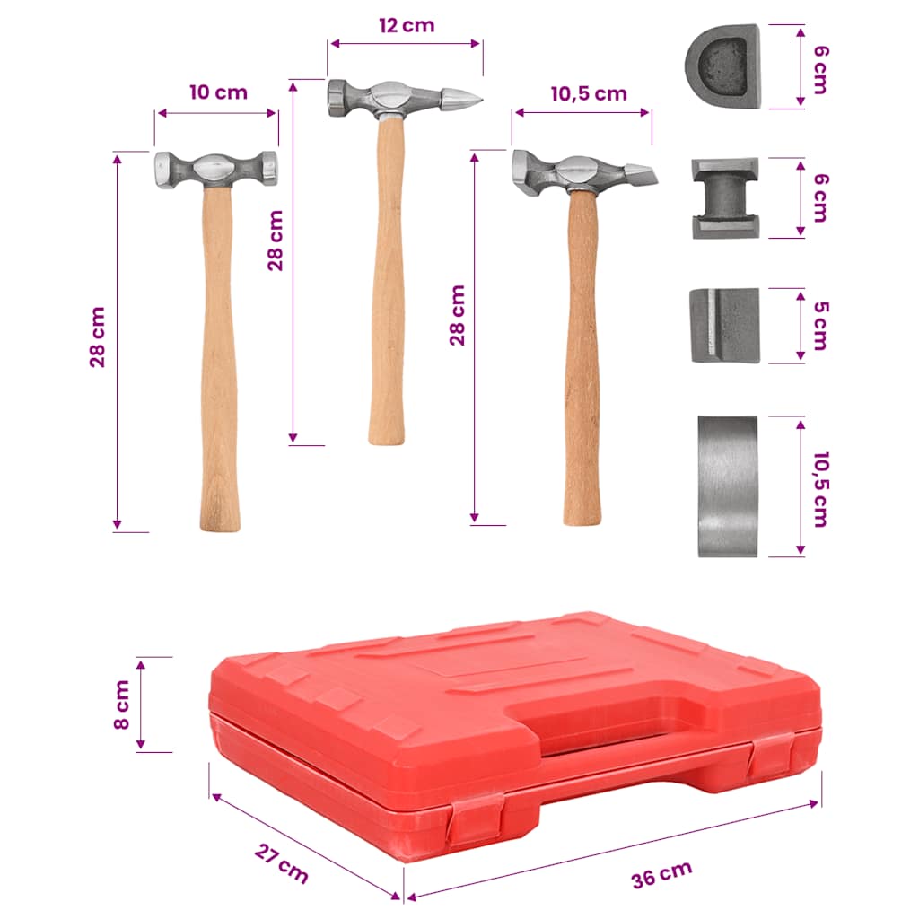 7-tlg. Karosserie-Ausbeulset Ausbeulhammer Dellen-Reparatur-Set