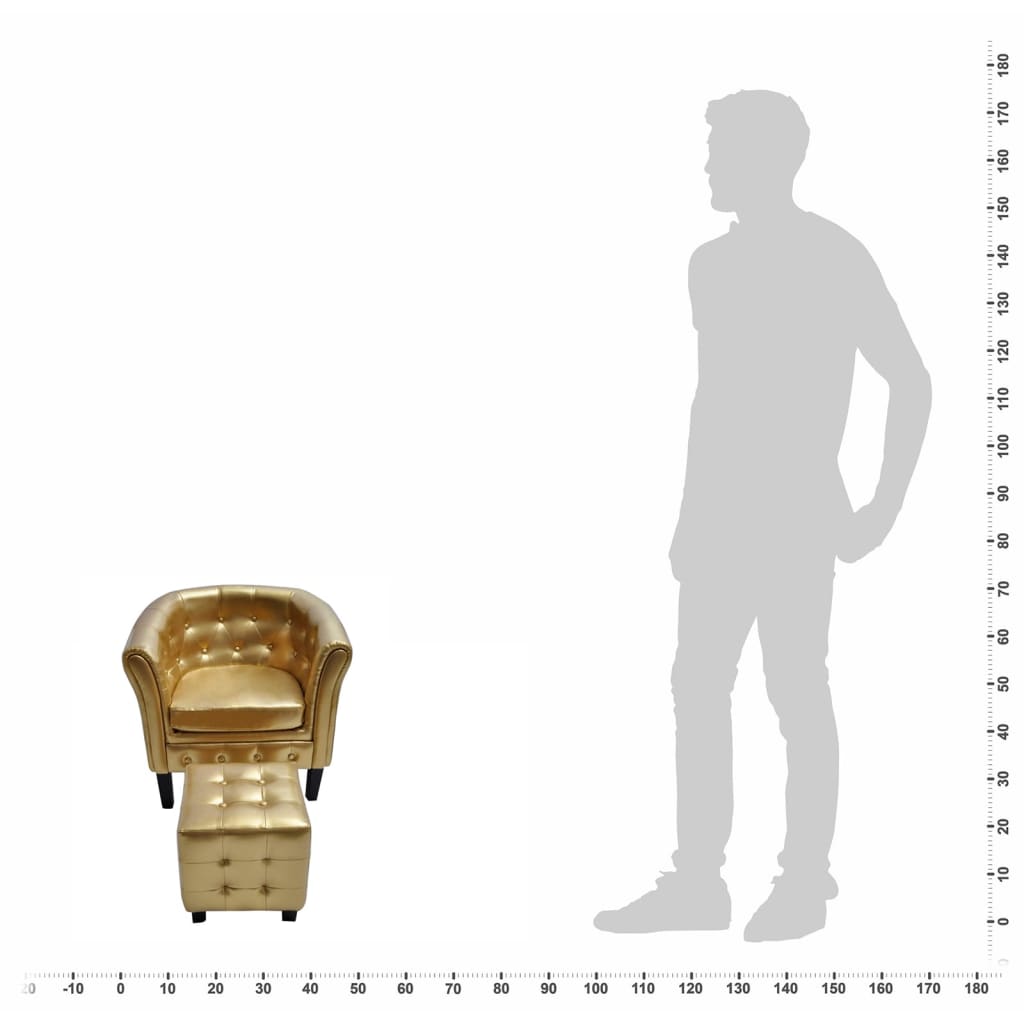 Clubsessel mit Fußhocker Golden Kunstleder