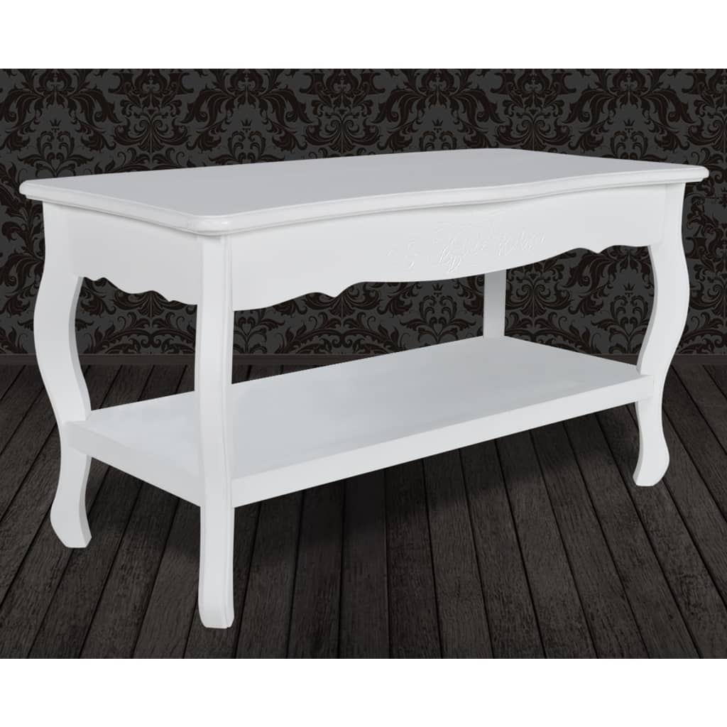 Table basse avec étagère MDF blanc