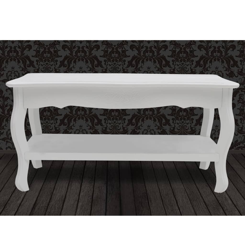 Table basse avec étagère MDF blanc