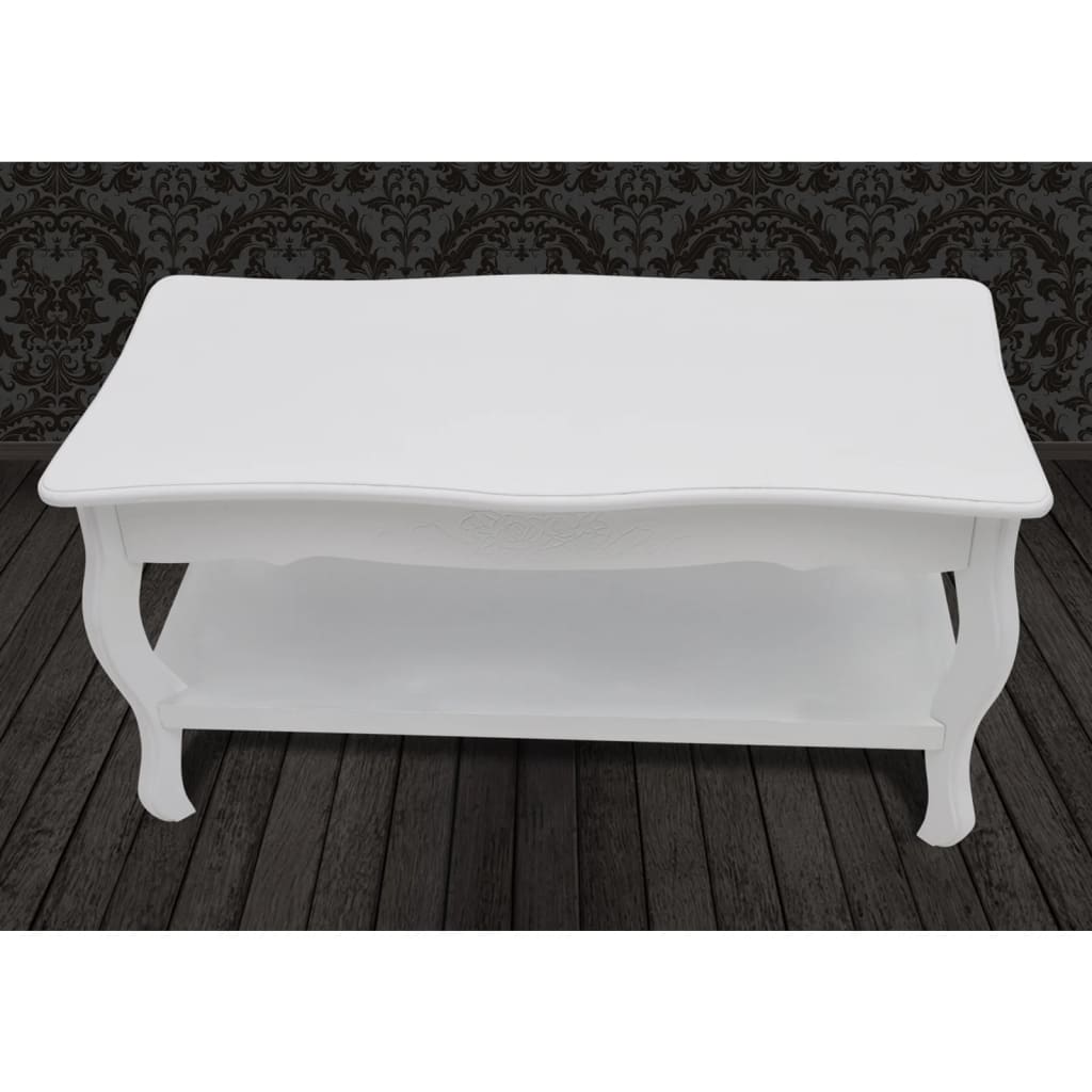 Table basse avec étagère MDF blanc