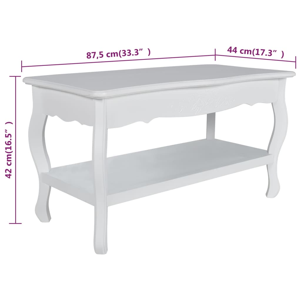 Table basse avec étagère MDF blanc
