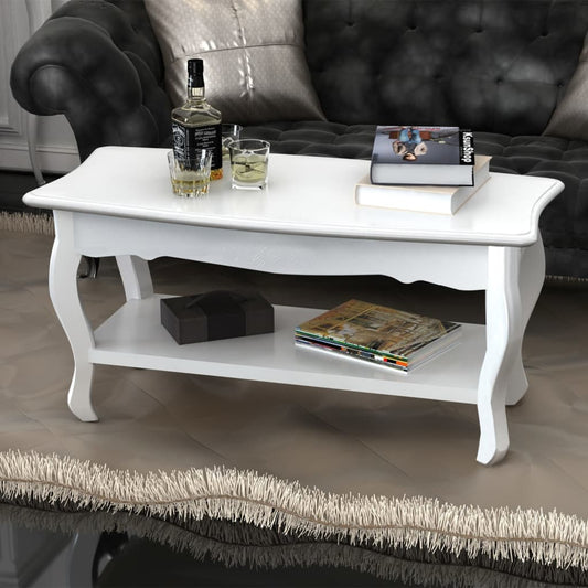 Table basse avec étagère MDF blanc