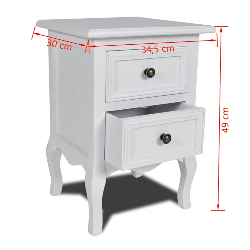 Nachttisch mit 2 Schubladen MDF Weiß