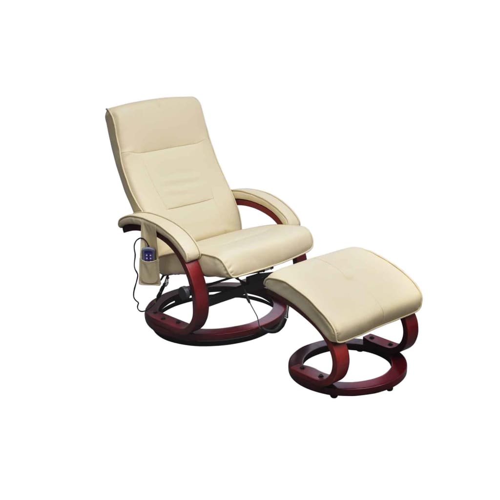 Massagesessel mit Fußhocker Creme Kunstleder