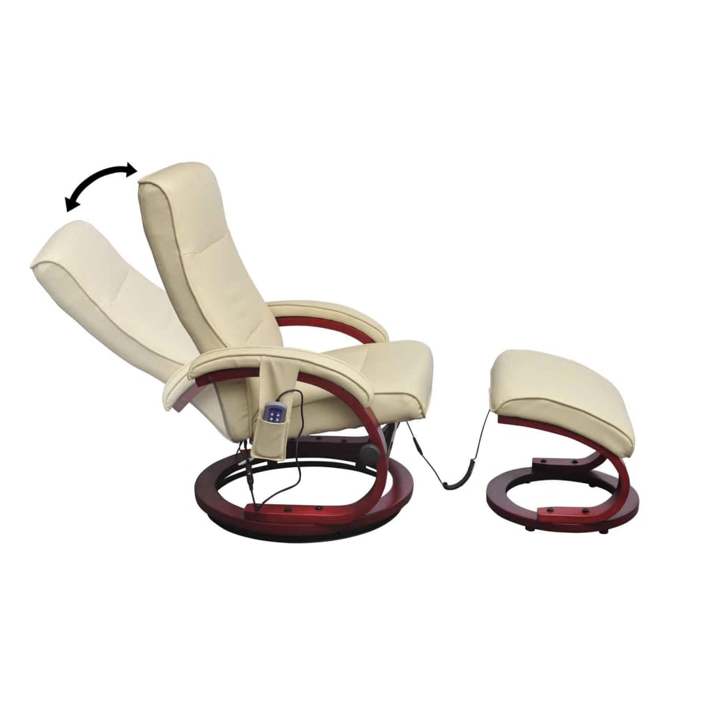 Massagesessel mit Fußhocker Creme Kunstleder