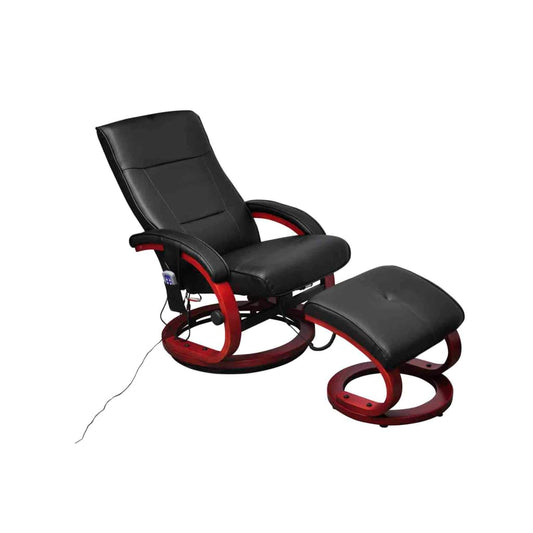 Massagesessel mit Fußhocker Schwarz Kunstleder