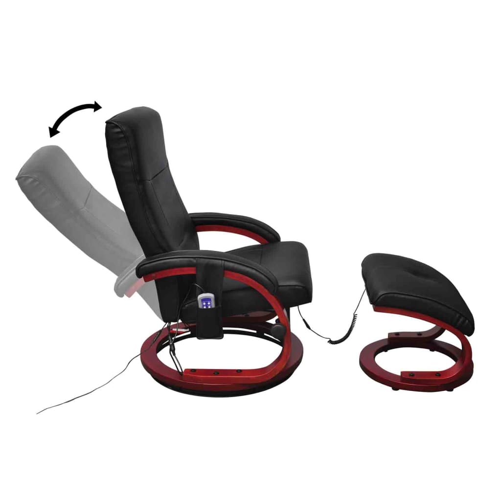 Massagesessel mit Fußhocker Schwarz Kunstleder