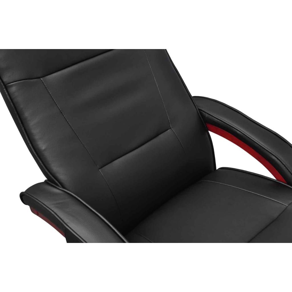 Massagesessel mit Fußhocker Schwarz Kunstleder