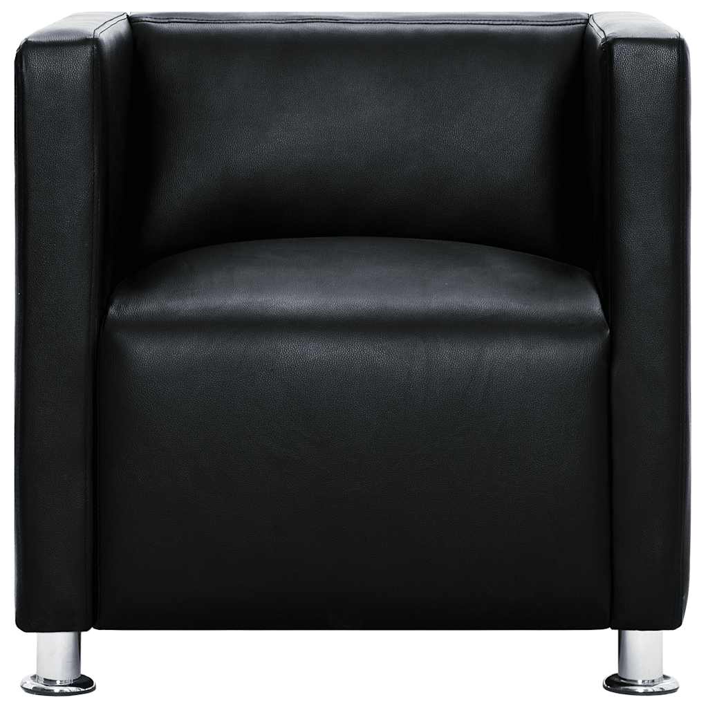 Würfel-Sessel Schwarz Kunstleder