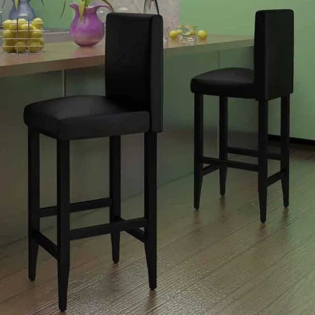 Barhocker 2 Stk. Schwarz Kunstleder
