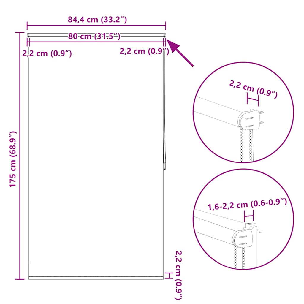 Verdunkelungsrollo 84,4 x 175 cm, Stoffbreite 80 cm, Beige