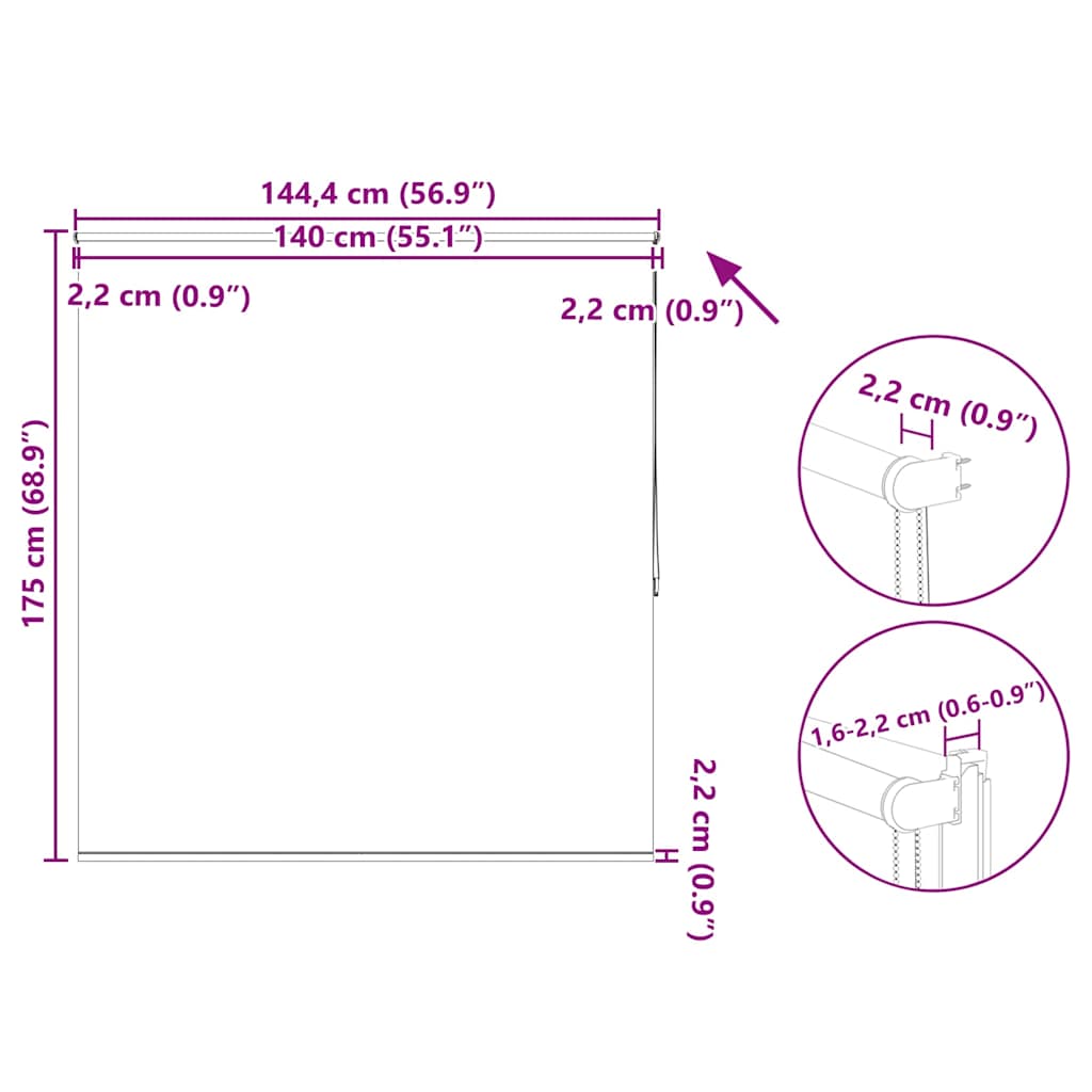 Verdunkelungsrollo 144,4 x 175 cm, Stoffbreite 140 cm, Weiß