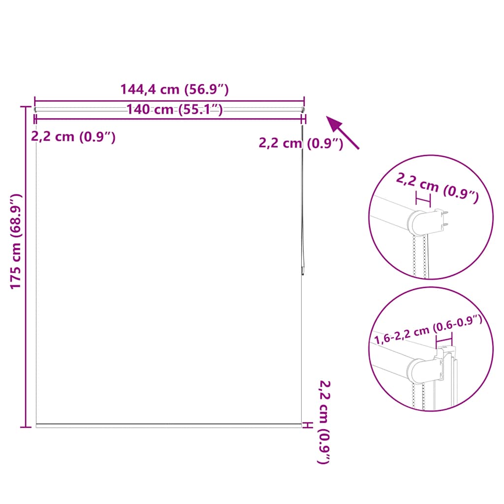 Verdunkelungsrollo 144,4 x 175 cm, Stoffbreite 140 cm, Beige