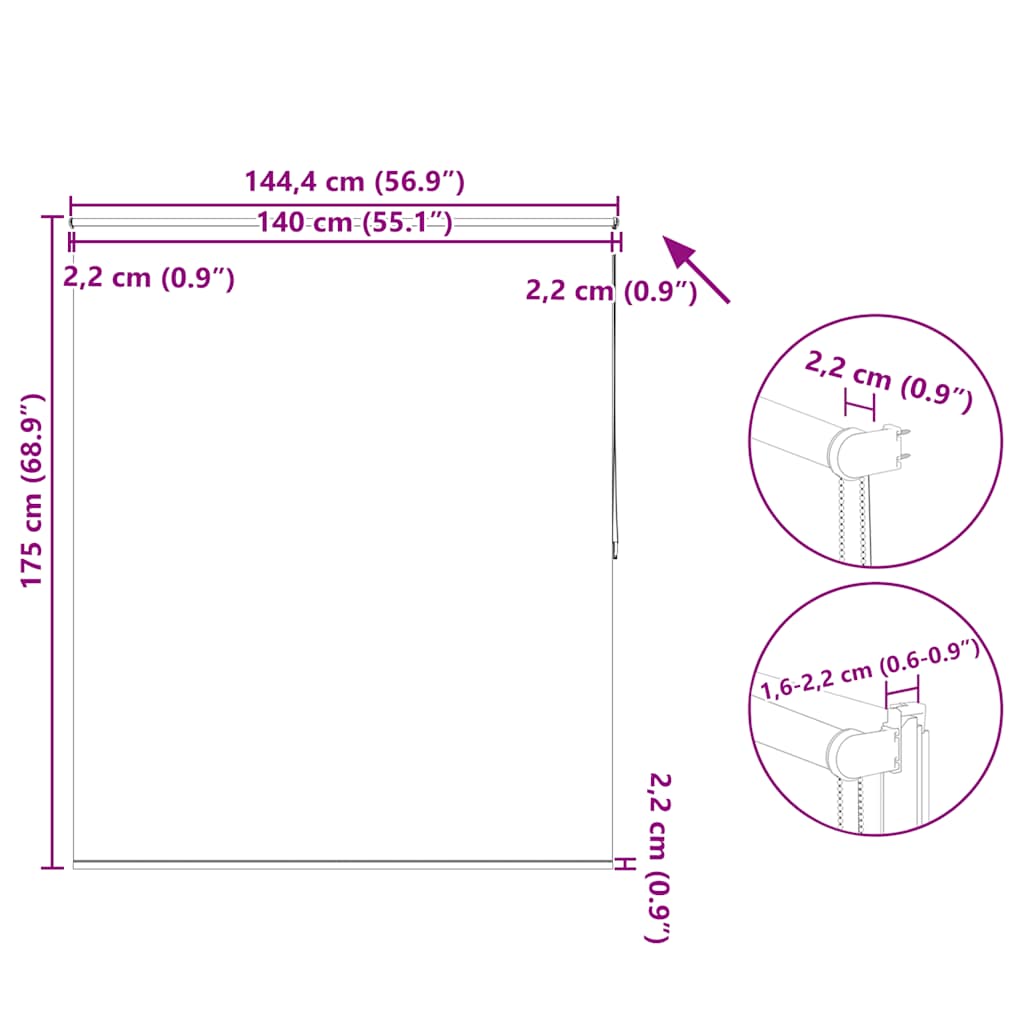 Verdunkelungsrollo 144,4 x 175 cm, Stoffbreite 140 cm, Kaffeebraun