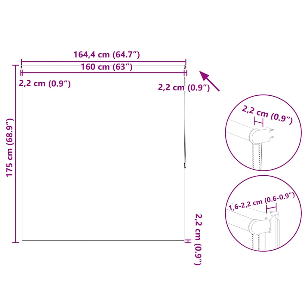Verdunkelungsrollo 164,4 x 175 cm, Stoffbreite 160 cm, Gebrochen Weiß